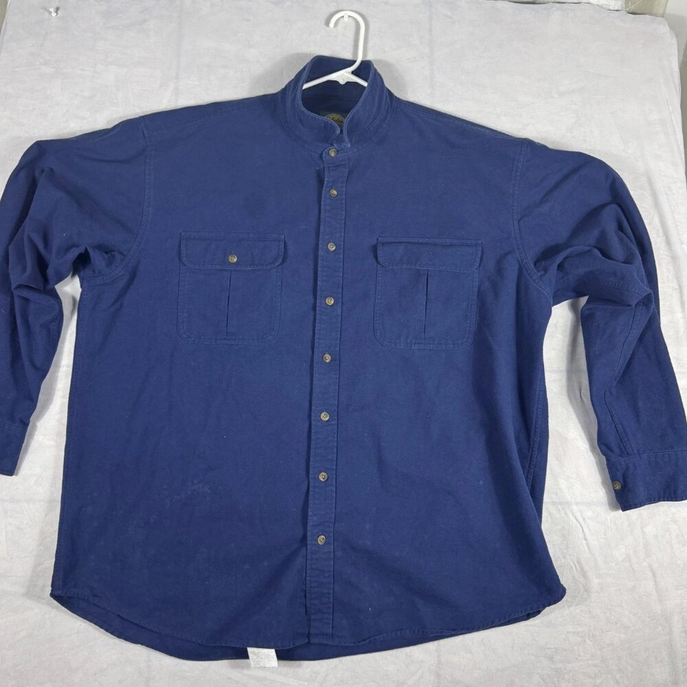 Cabela's Men's Button-Up Shirt Blue Cotton Outdoor Gear Chest Pocket 2XL Tall‎